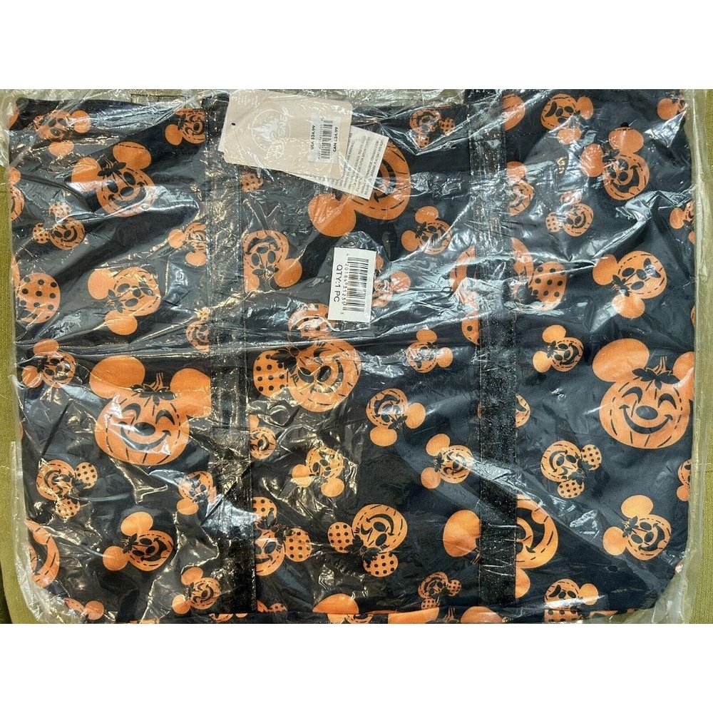 Disney Parks Mickey and Minnie Mouse Pumpkin Jack o' Lantern Halloween Tote Bag